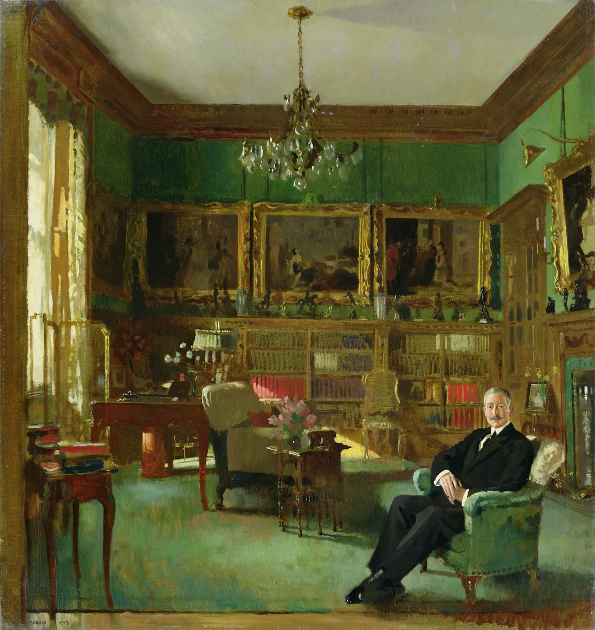 Otto Beit in seinem Arbeitszimmer am Belgrave Square, 1913 von William Orpen