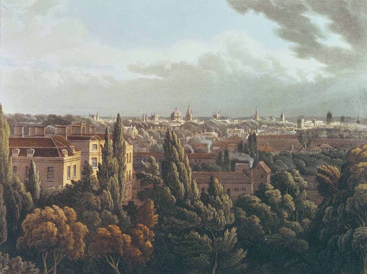 Blick auf Oxford von der Galerie im Observatorium, graviert von J. Bluck, 1. Juli 1814 von Joseph Mallord William Turner
