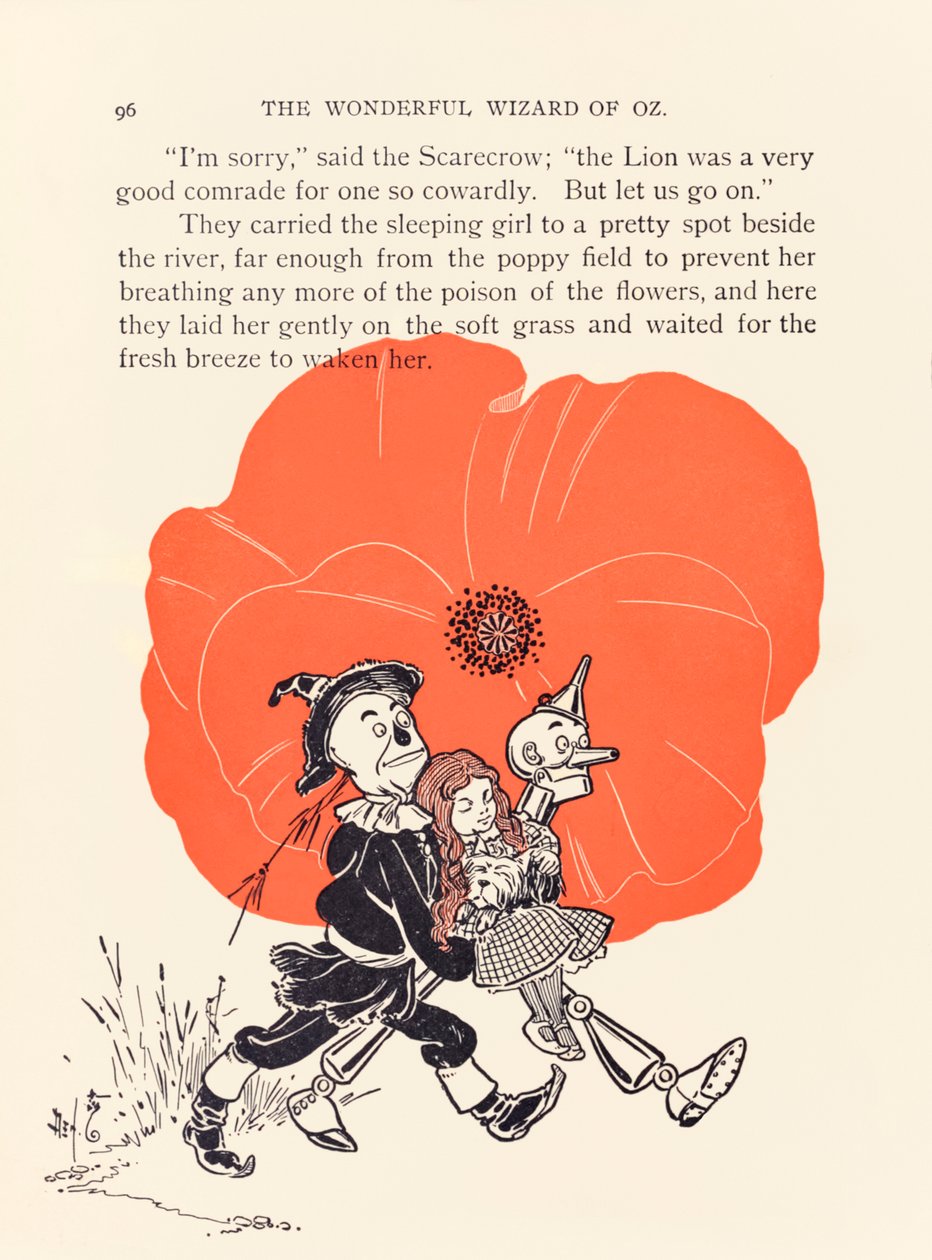 Die Vogelscheuche und der Blechmann retten Dorothy aus dem tödlichen Mohnfeld, aus 
