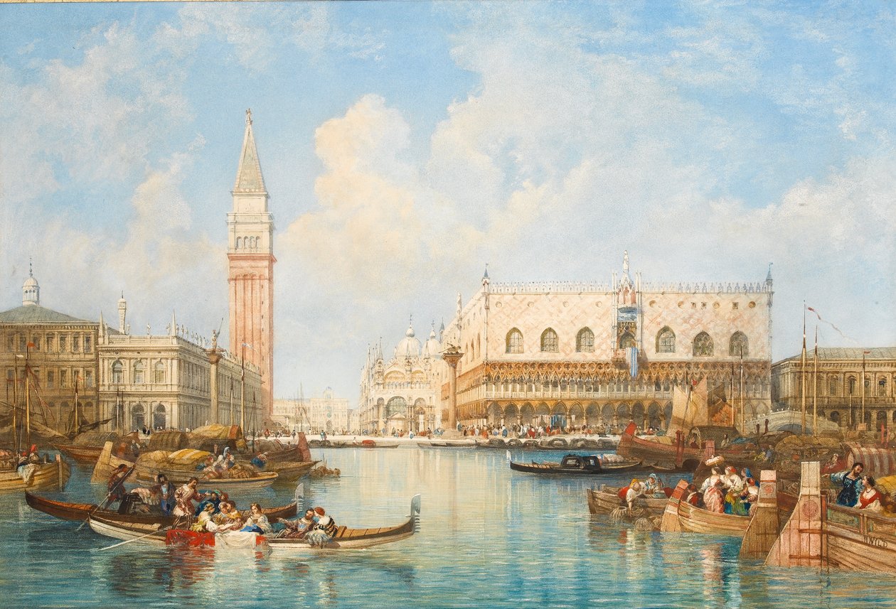 Der Dogenpalast und die Piazetta von der Lagune aus, Venedig von William Wyld