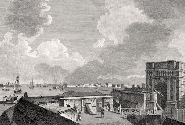 Ansicht von Kalkutta vom Fort William aus, graviert von J. Eastgate von William after Hodges