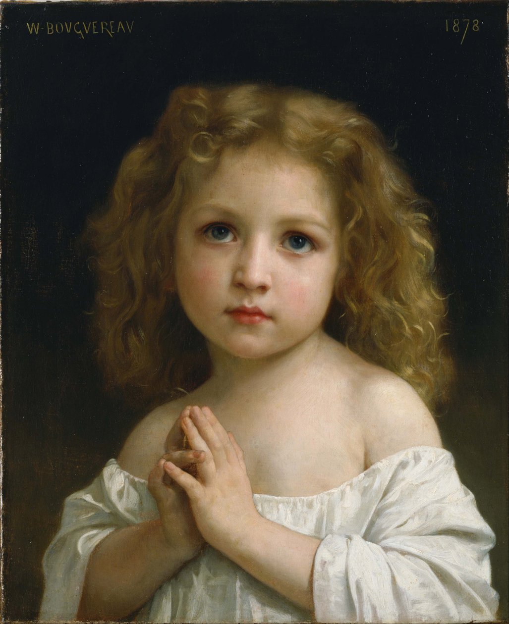 "Porträt eines kleinen Mädchens mit gefalteten Händen im Gebet" von William Adolphe Bouguereau