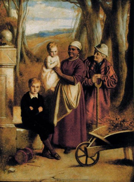 Zwei Kinder, Krankenschwester und alter Mann von William (attr. to) Mulready