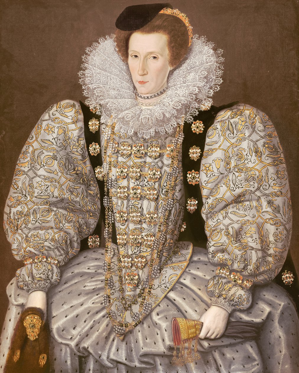 Porträt einer Dame des elisabethanischen Hofes, ca. 1595 von William (attr. to) Segar
