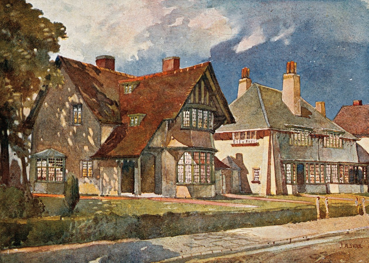 Arbeiterhäuser in Bournville, nahe Birmingham von William Alex Harvey
