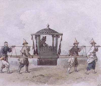 Chinesische Diener tragen eine Sänfte von William Alexander