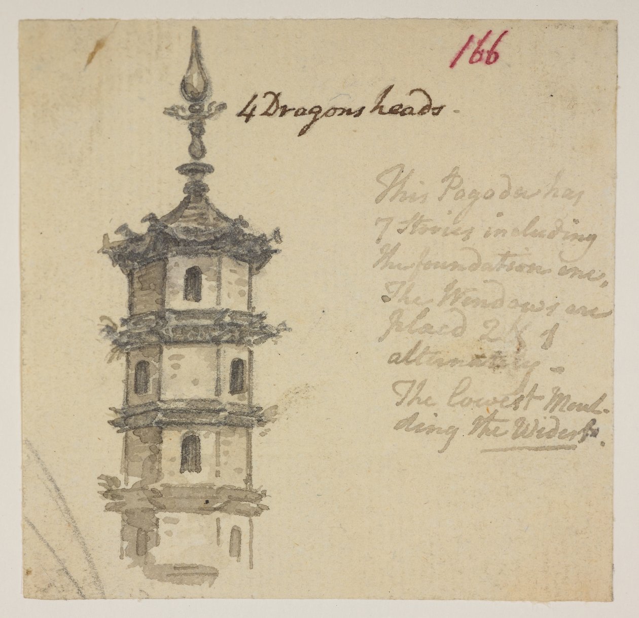 166 Tempel, aus einem Album von 372 Zeichnungen von Landschaften, Küstenlinien, Kostümen und Alltagsleben während der Botschaft von Lord Macartney an den Kaiser von China, zwischen 1792 und 1794 von William Alexander