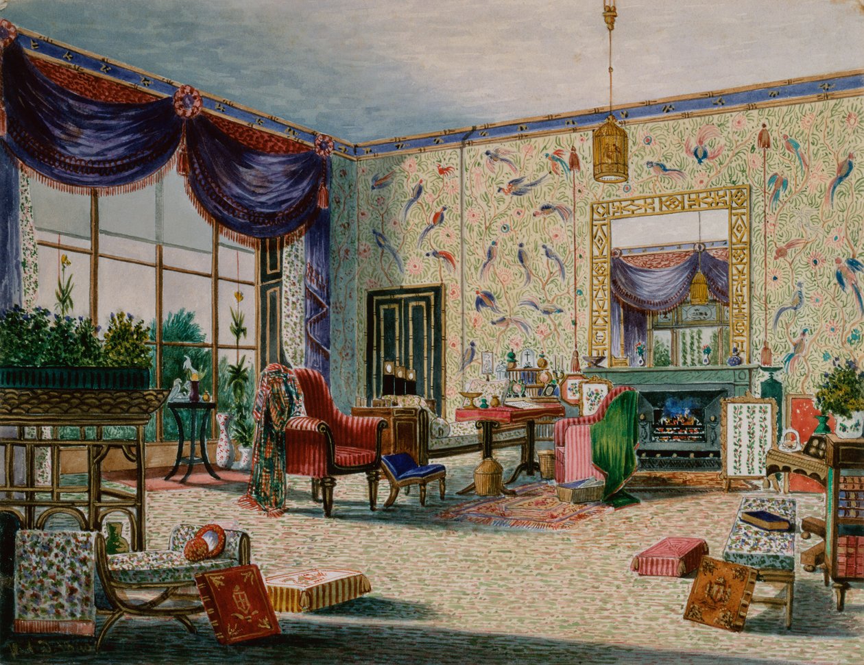 Der chinesische Zeichensaal, Middleton Park, Oxfordshire von William Alfred Delamotte