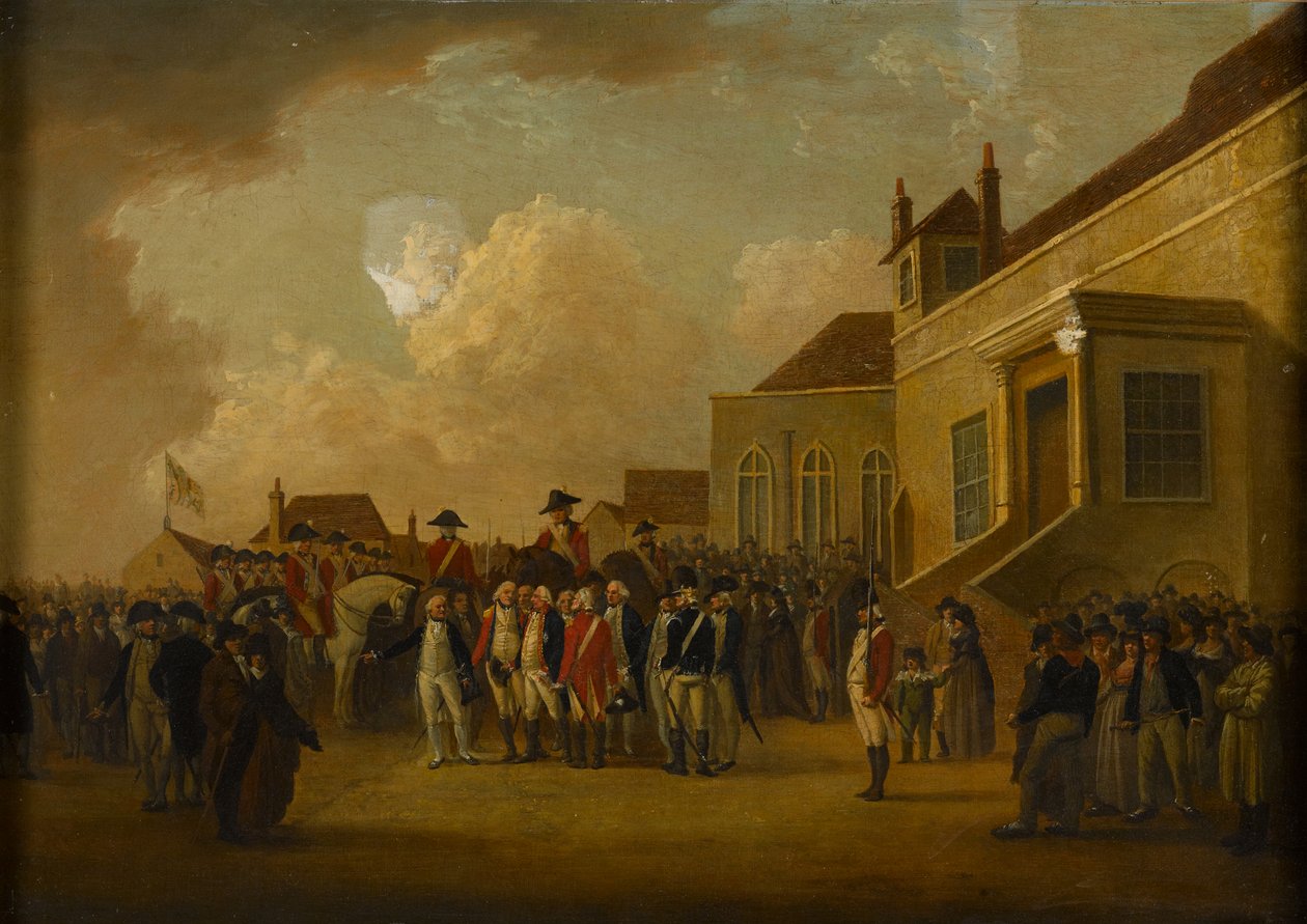 Friedrich August, Herzog von York, inspiziert Truppen in Flandern, ca. 1794 von William Anderson
