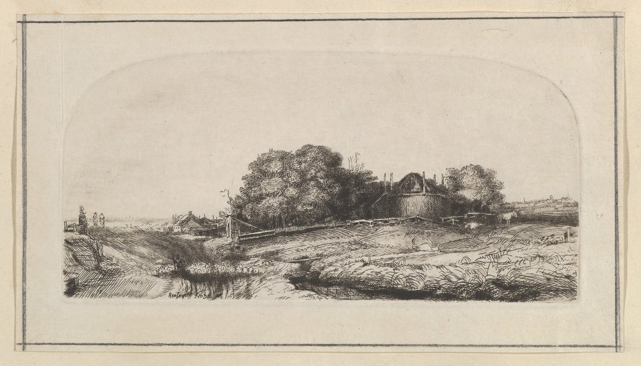 Landschaft mit einer Heuscheune und einer Schafherde Kopie, 1750-1810 von William Baillie
