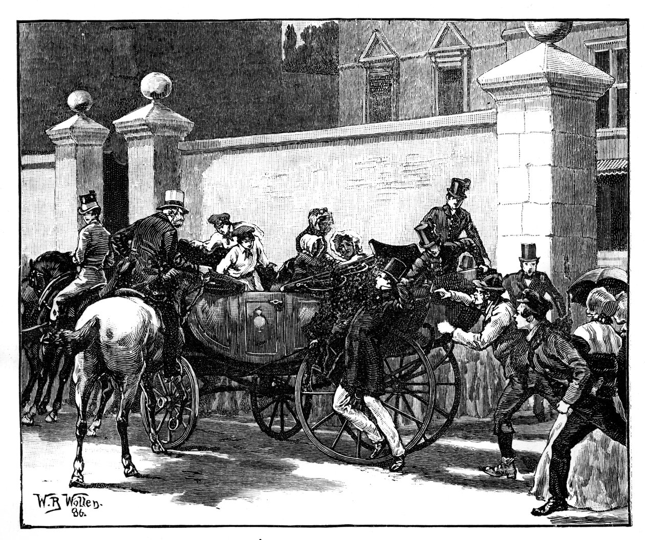 Pates Angriff auf die Königin, 1850, um 1888 von William Barnes Wollen