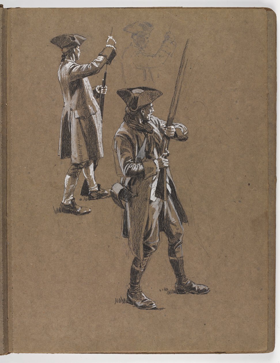 Studie für das Ölgemälde von William Barns Wollen, Die Schlacht von Lexington 1775 von William Barnes Wollen
