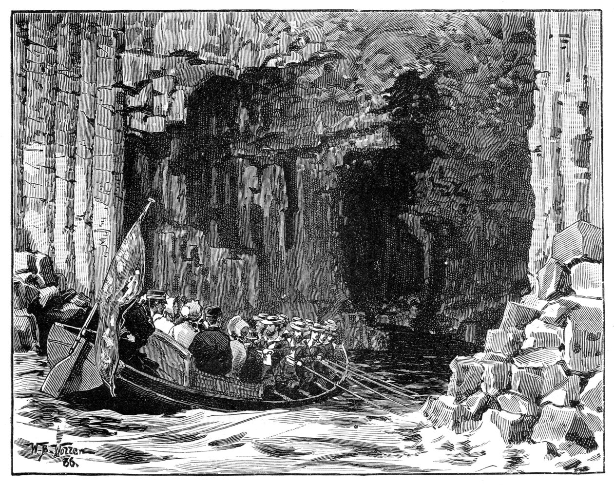 Der königliche Besuch in Fingals Höhle, Staffa, Schottland von William Barnes Wollen