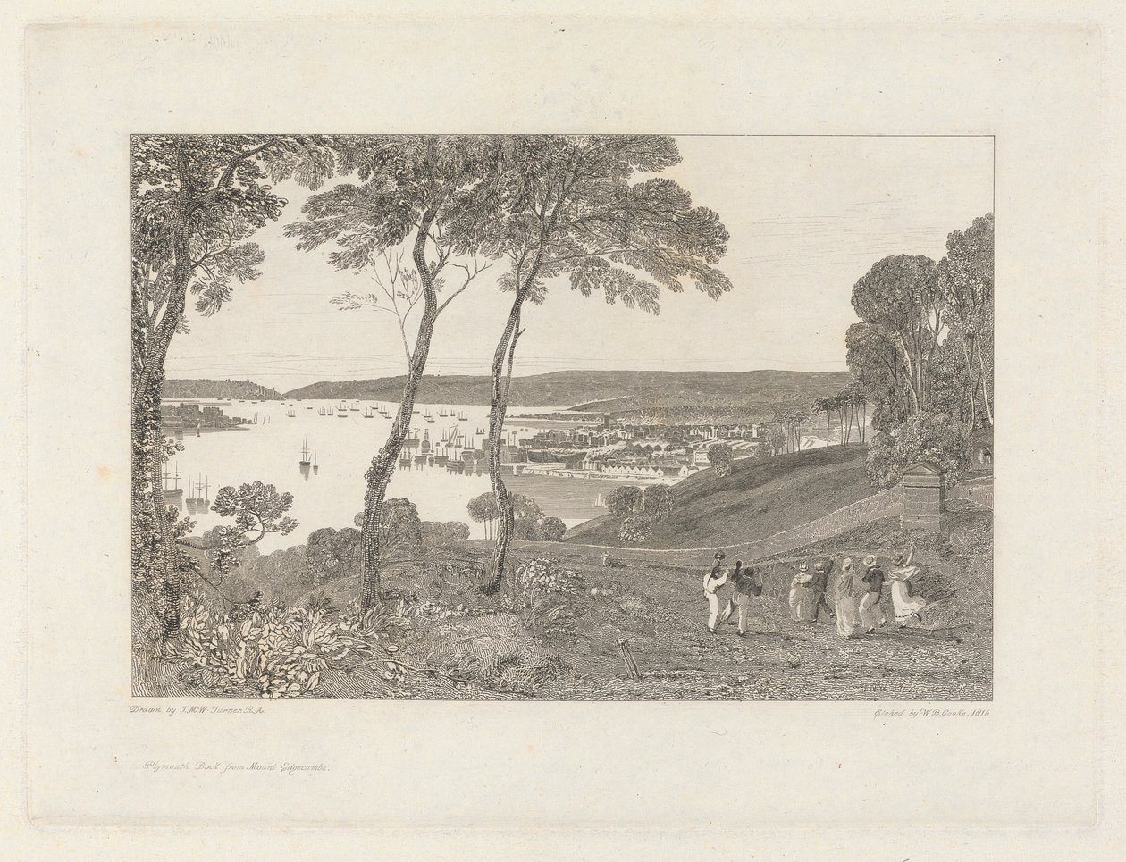 Plymouth Dock von Mount Edgecumbe von William Bernard Cooke