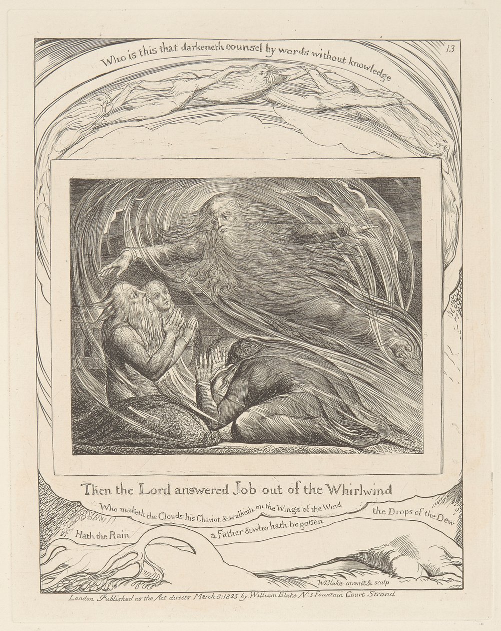 Buch Hiob, Platte 13, Der Herr antwortet Hiob aus dem Wirbelwind von William Blake