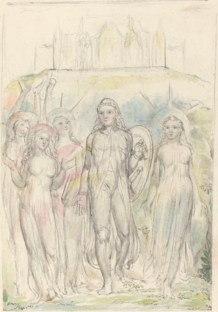 Christus mit dem Schild des Glaubens, Abschied von seinen Gefährten von William Blake