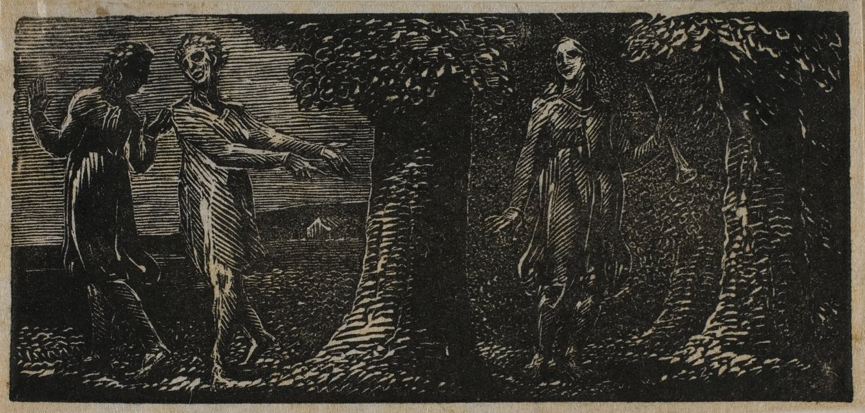 Colinet von zwei Jungen verspottet, aus Die Hirtengedichte von Virgil von William Blake