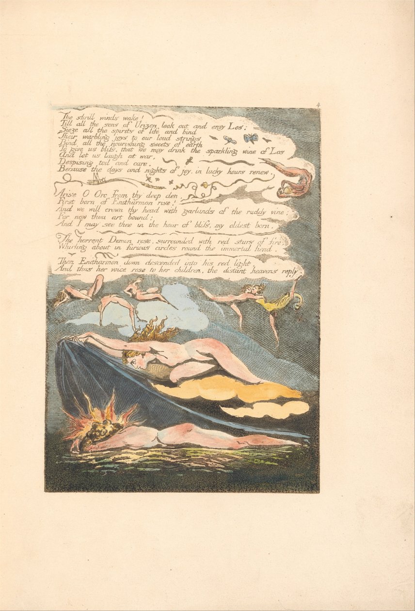Europa. Eine Prophezeiung, Tafel 6, Die schrillen Winde wecken . . . .  (Bentley 7) von William Blake