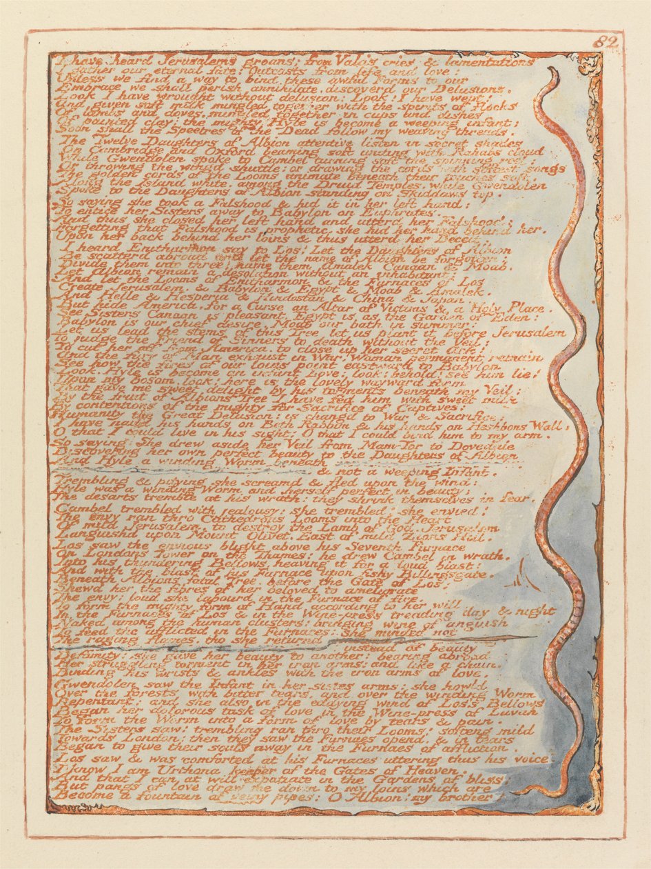 Jerusalem, Tafel 82, Ich habe Jerusalems Stöhnen gehört... von William Blake