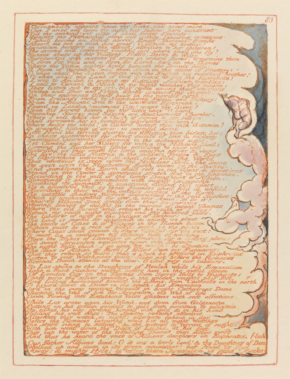 Jerusalem, Tafel 83, Verderblichkeit erscheint auf deinen Gliedern... von William Blake