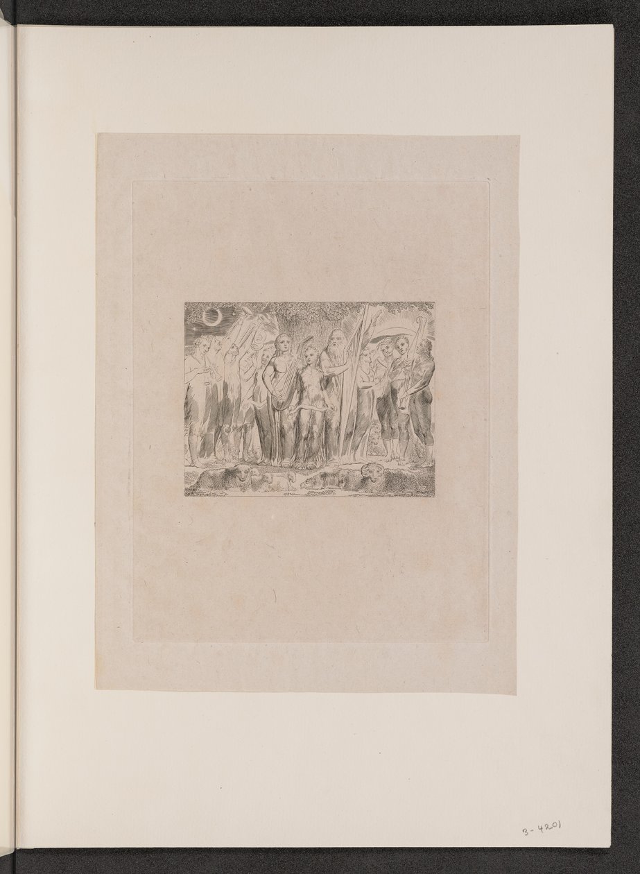 Hiob und seine Familie wiederhergestellt von William Blake