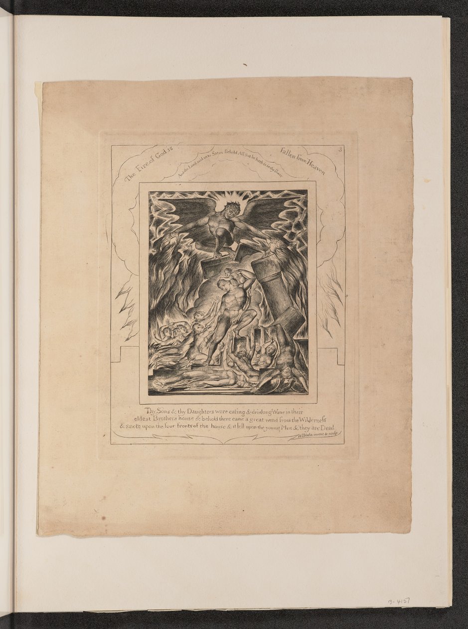 Hiobs Söhne und Töchter von Satan überwältigt von William Blake
