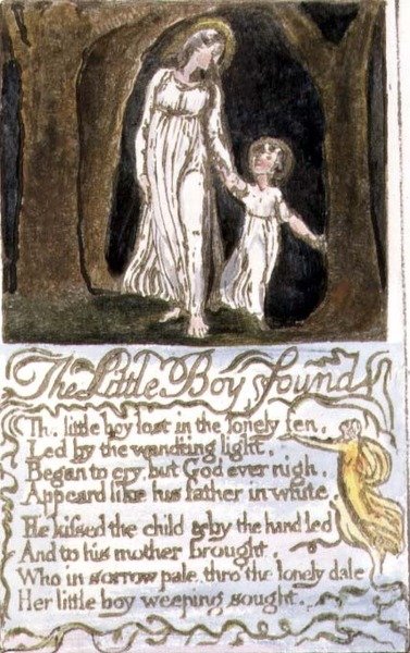 Der kleine Junge gefunden: Platte 13 aus Songs of Innocence and of Experience (Kopie R) um 1802-08 von William Blake