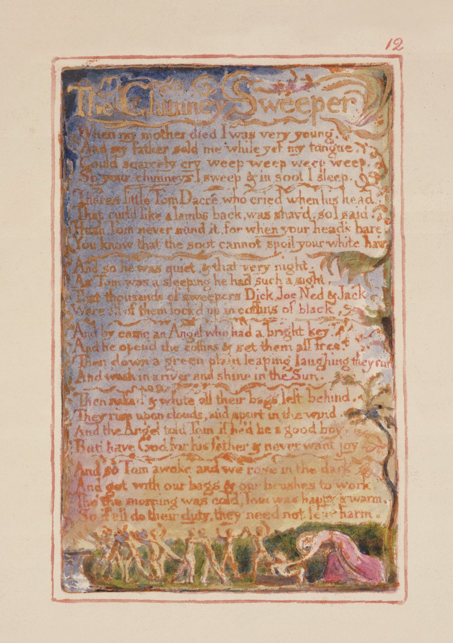 Der Schornsteinfeger: Platte 12 aus Songs of Innocence and of Experience (Kopie AA) ca. 1815-26 von William Blake