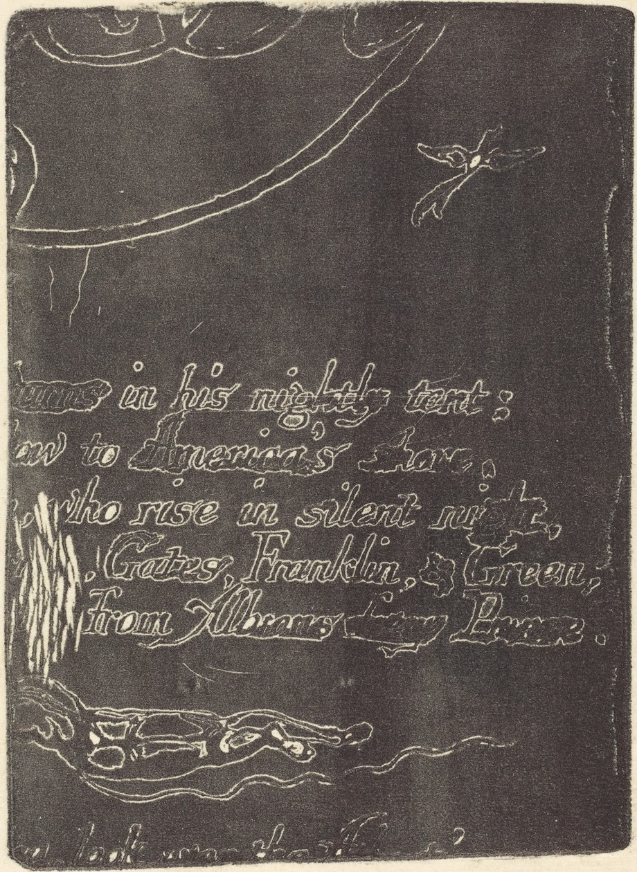 Neudruck aus Fragment der gestrichenen Platte für A Prophecy von William Blake