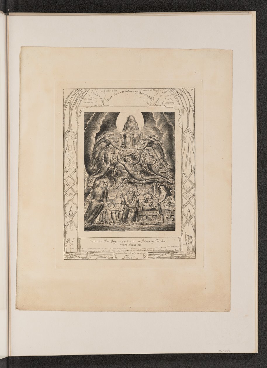 Satan vor dem Thron Gottes, 1825 von William Blake