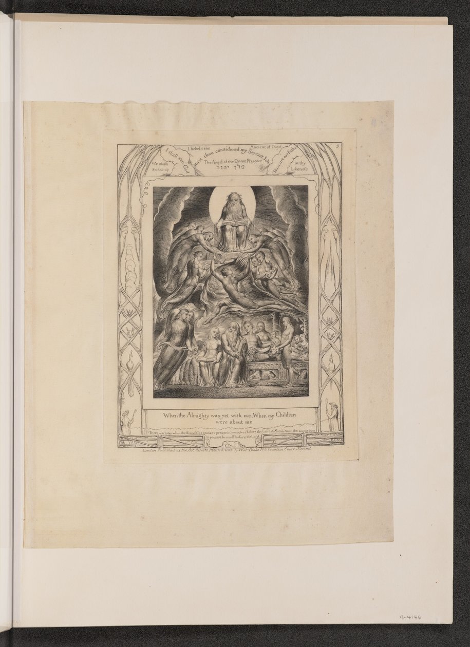 Satan vor dem Thron Gottes, 1825 von William Blake