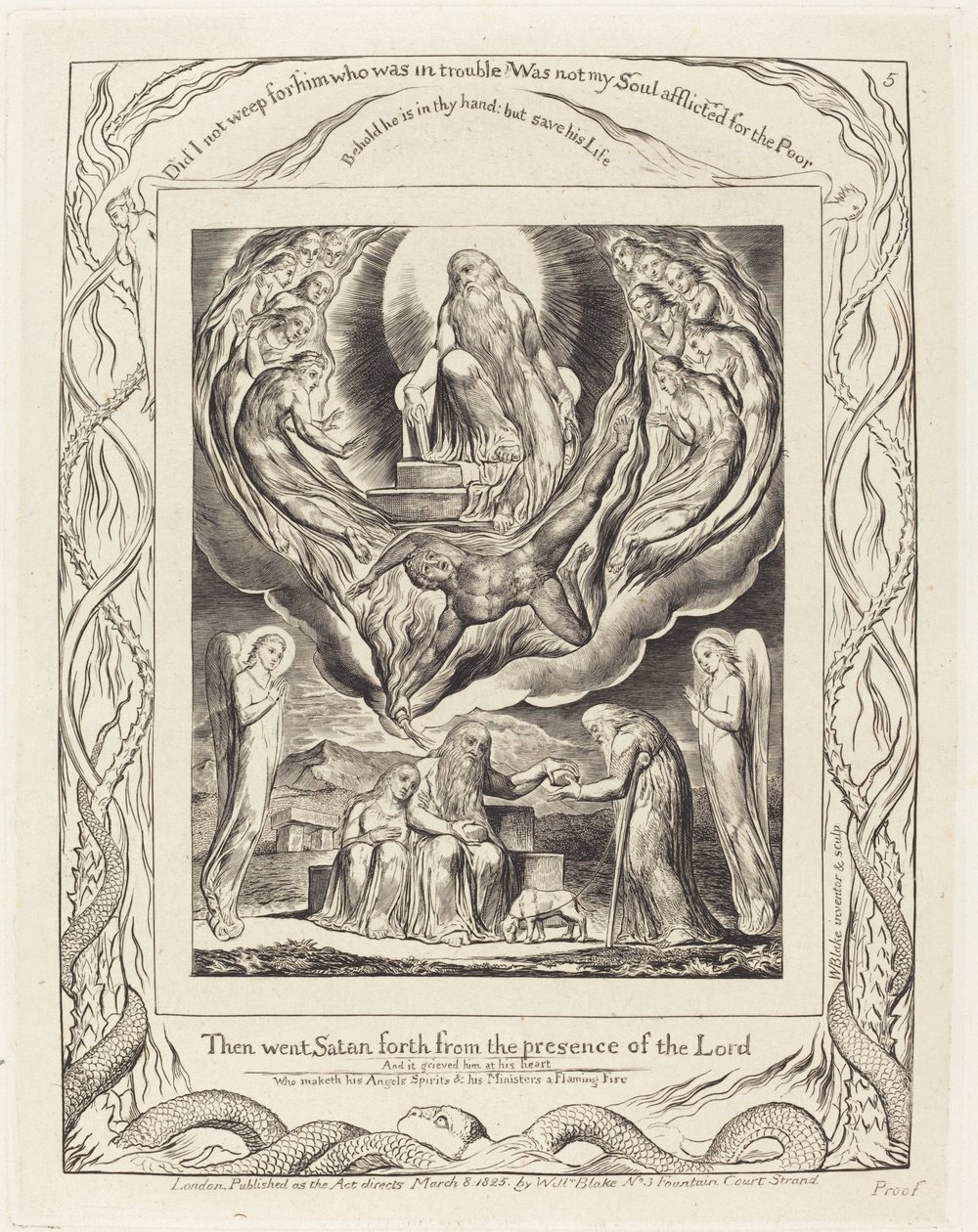 Satan geht aus der Gegenwart des Herrn, 1825 von William Blake