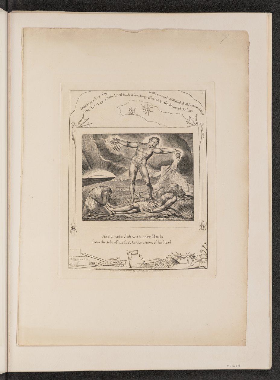Satan schlägt Hiob mit Geschwüren von William Blake