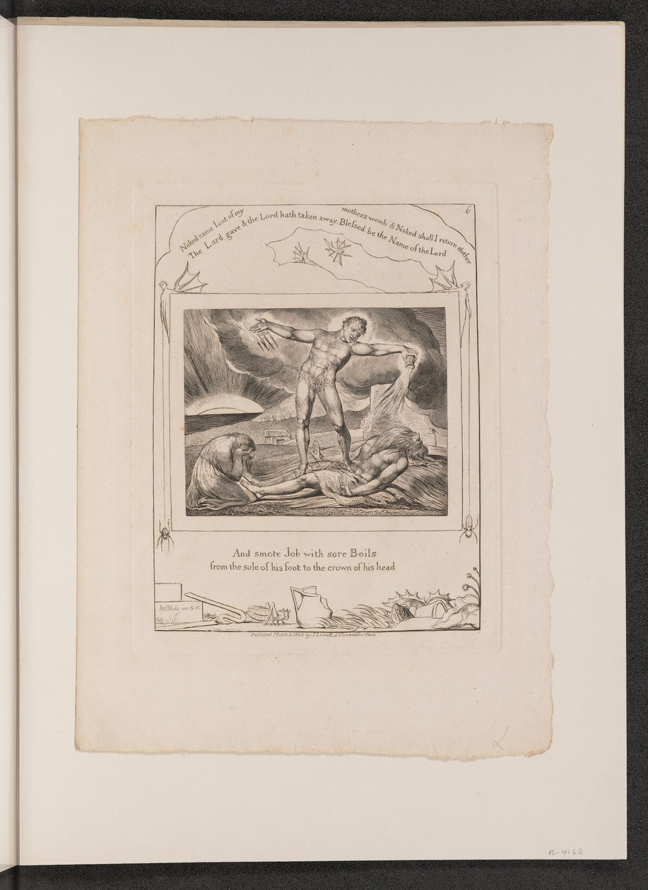 Satan schlägt Hiob mit Geschwüren von William Blake