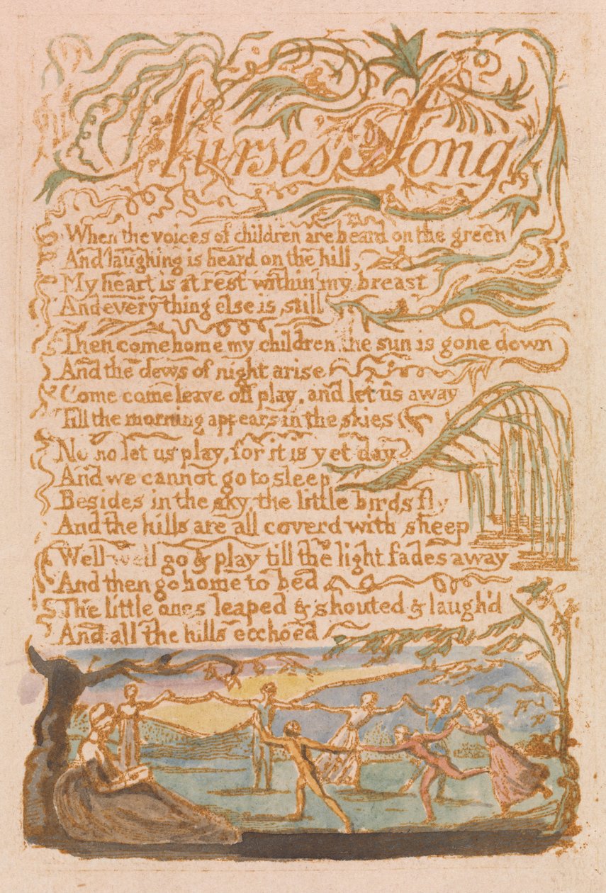 Lieder der Unschuld, Platte 22, Lied der Amme (Bentley 38) von William Blake