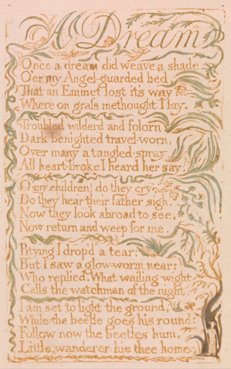 Lieder der Unschuld, Tafel 4, Ein Traum (Bentley 26) von William Blake
