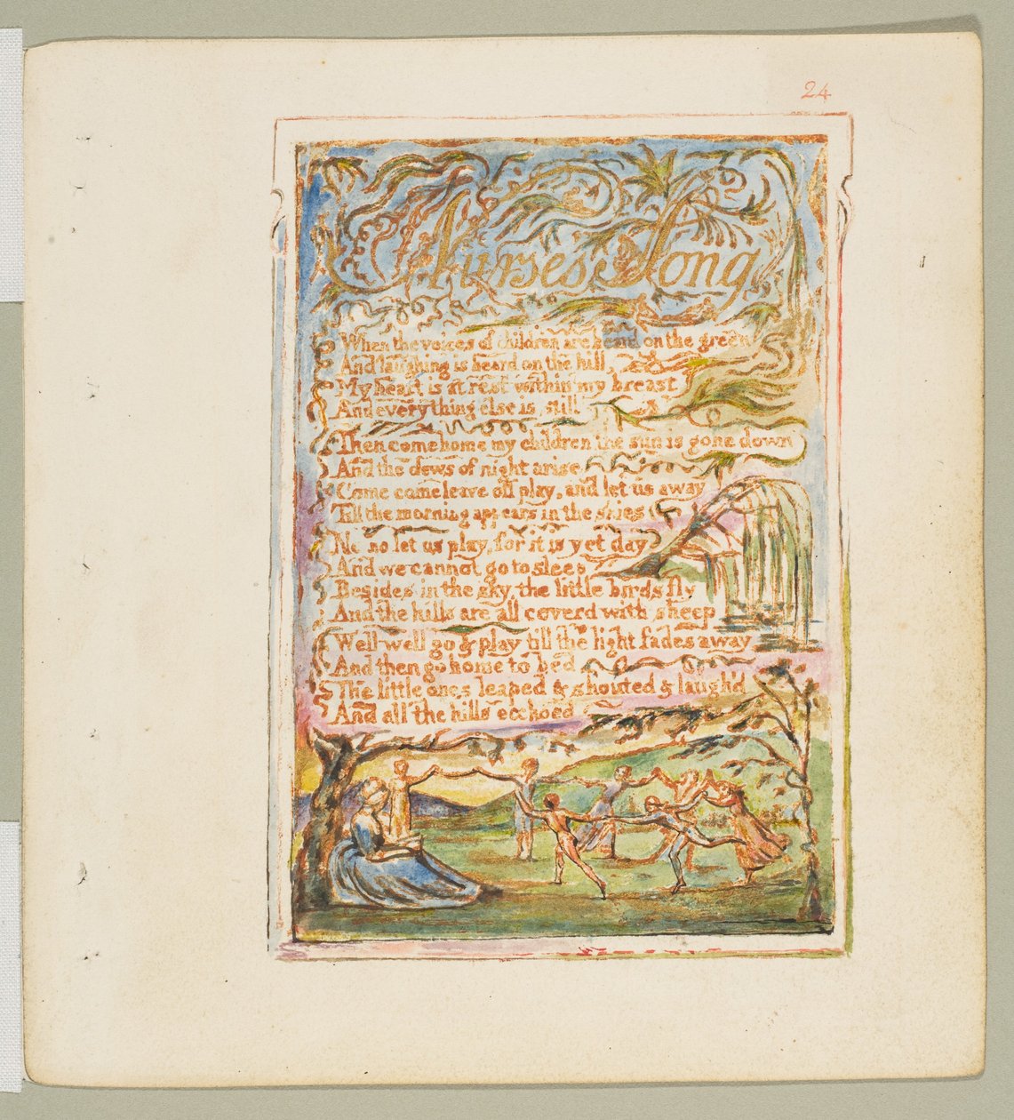 Lieder der Unschuld und der Erfahrung: Lied der Amme, ca. 1825 von William Blake