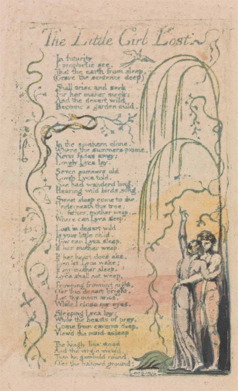 Lieder der Unschuld und Erfahrung, Tafel 20, Das kleine Mädchen verloren (Bentley 34) von William Blake