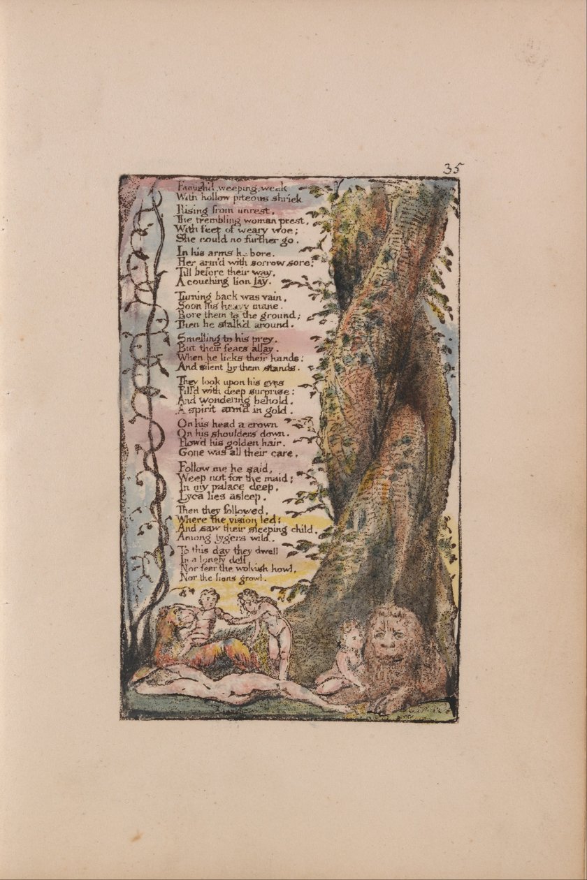 Lieder der Unschuld und der Erfahrung, Tafel 35, Das gefundene kleine Mädchen (Bentley 36) von William Blake