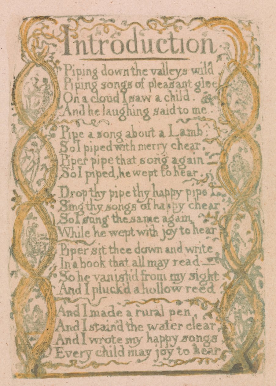 Lieder der Unschuld und Erfahrung, Tafel 3, Einleitung (Bentley 4) von William Blake