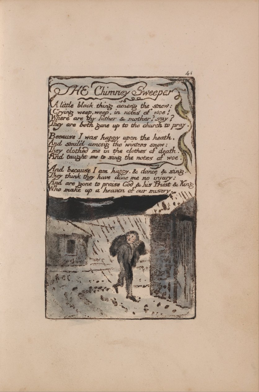 Lieder der Unschuld und der Erfahrung, Tafel 41, Der Schornsteinfeger (Bentley 37) von William Blake