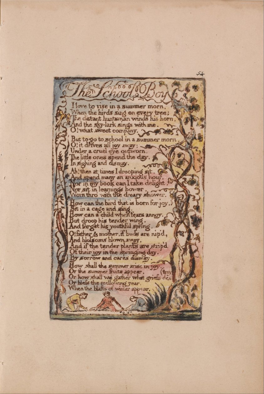 Lieder der Unschuld und der Erfahrung, Tafel 54, Der Schuljunge (Bentley 53) von William Blake