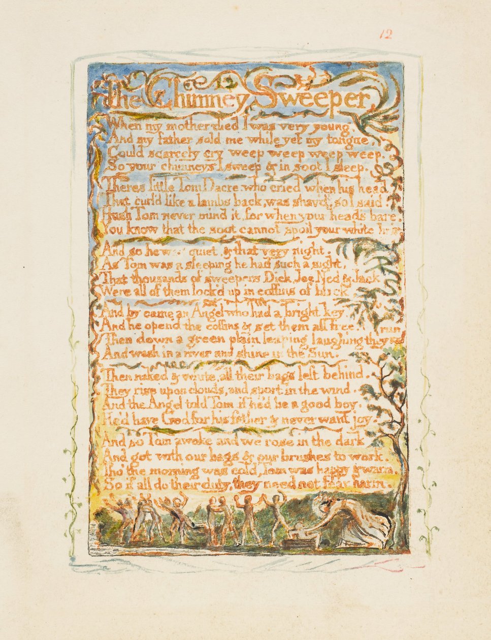 Lieder der Unschuld und der Erfahrung: Der Schornsteinfeger, ca. 1825 von William Blake