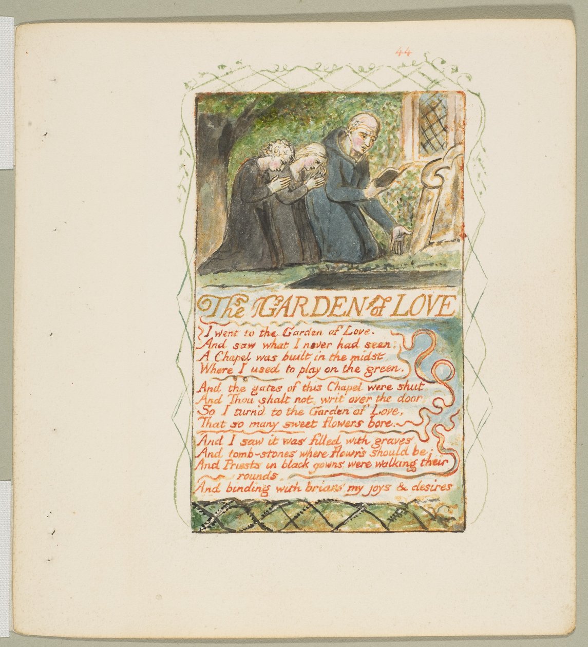 Lieder der Unschuld und der Erfahrung: Der Garten der Liebe, ca. 1825 von William Blake