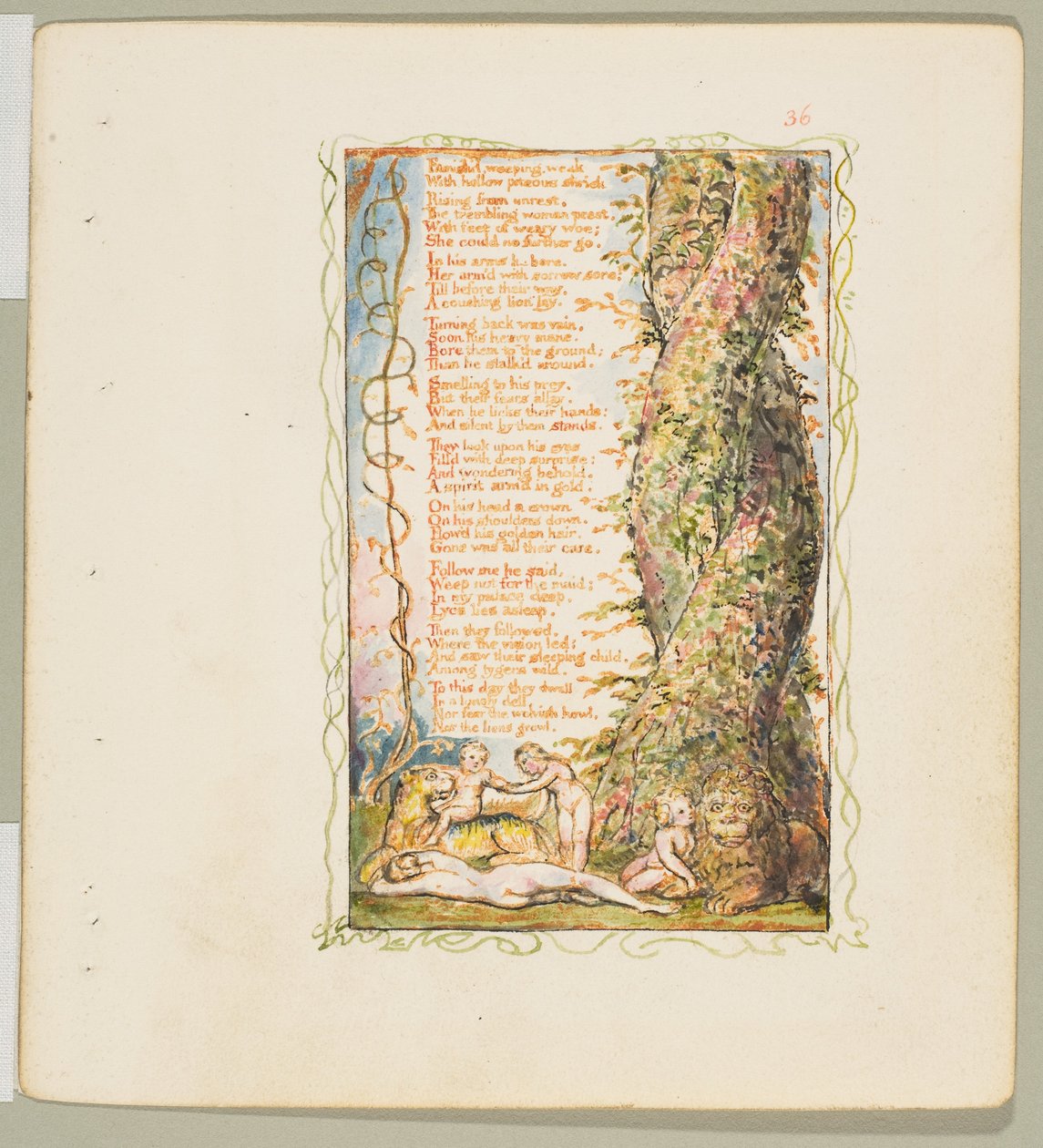 Lieder der Unschuld und der Erfahrung: Das kleine Mädchen gefunden, zweite Platte, ca. 1825 von William Blake