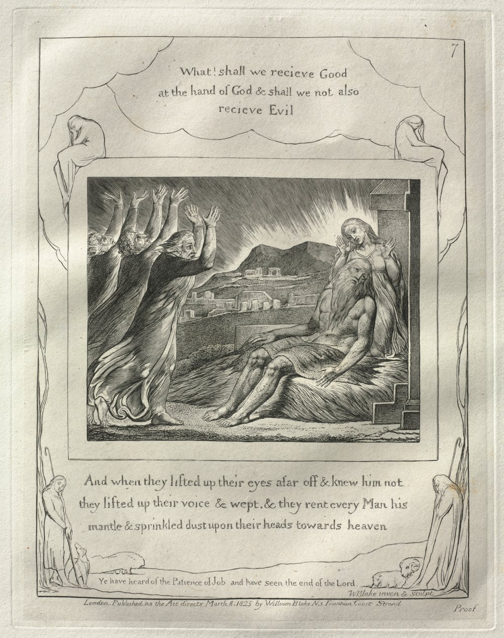 Das Buch Hiob: Nr. 7, Und als sie ihre Augen von weitem erhoben und ihn nicht erkannten, erhoben sie ihre Stimmen und weinten von William Blake