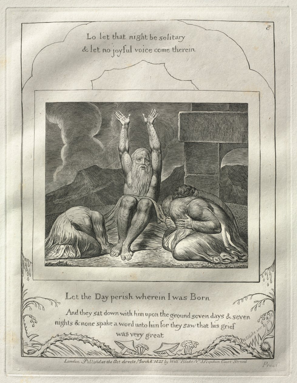 Das Buch Hiob: Nr. 8, Der Tag soll vergehen, an dem ich geboren wurde, 1825 von William Blake