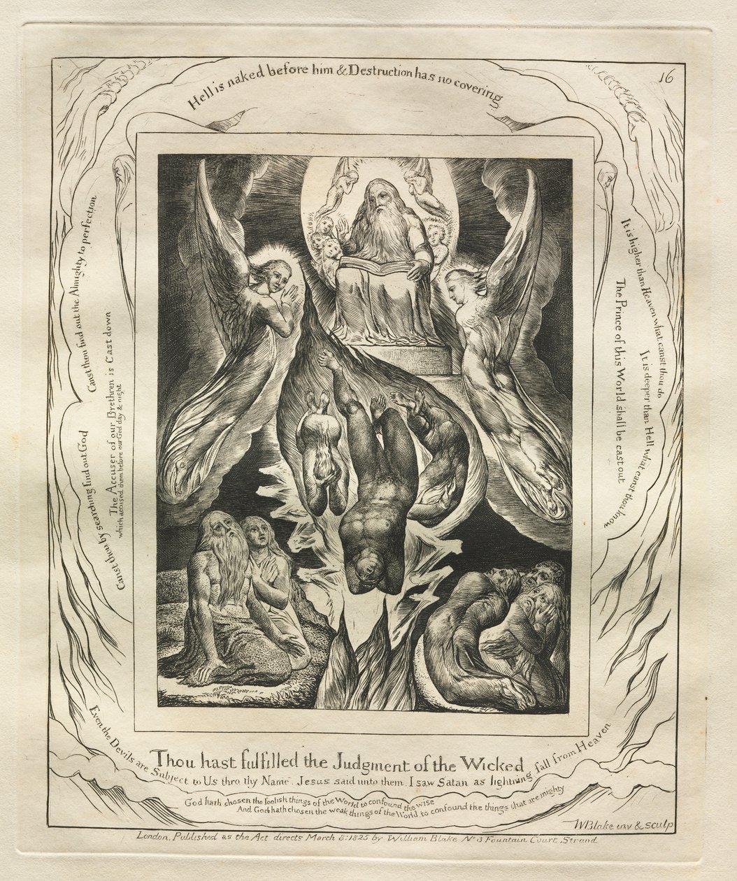 Das Buch Hiob: Pl. 16, Du hast das Urteil der Gottlosen erfüllt von William Blake