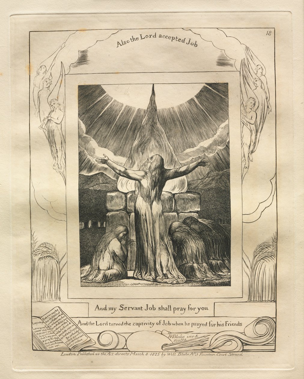Das Buch Hiob: Pl. 18, Und mein Knecht Hiob wird für euch beten, 1825 von William Blake