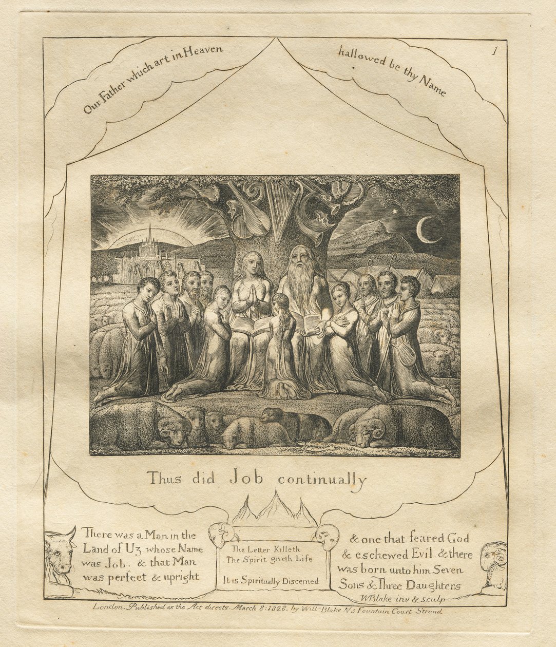 Das Buch Hiob: Pl. 1, So tat Hiob immer von William Blake